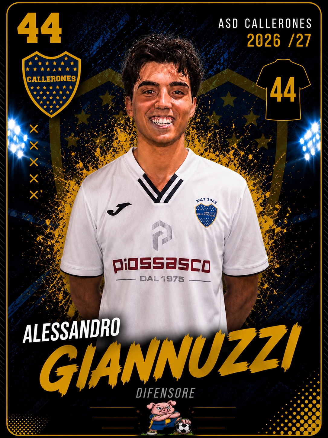 Alessandro Giannuzzi, difensore dei Callerones, numero 44