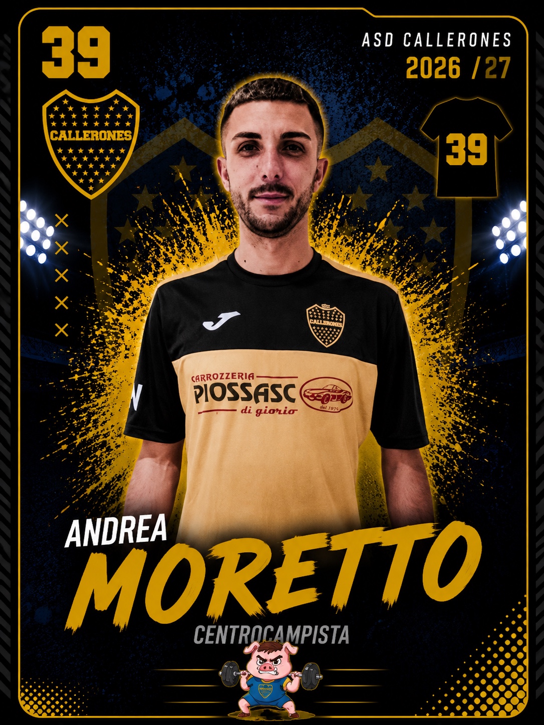Andrea Moretto, centrocampista dei Callerones, numero 39