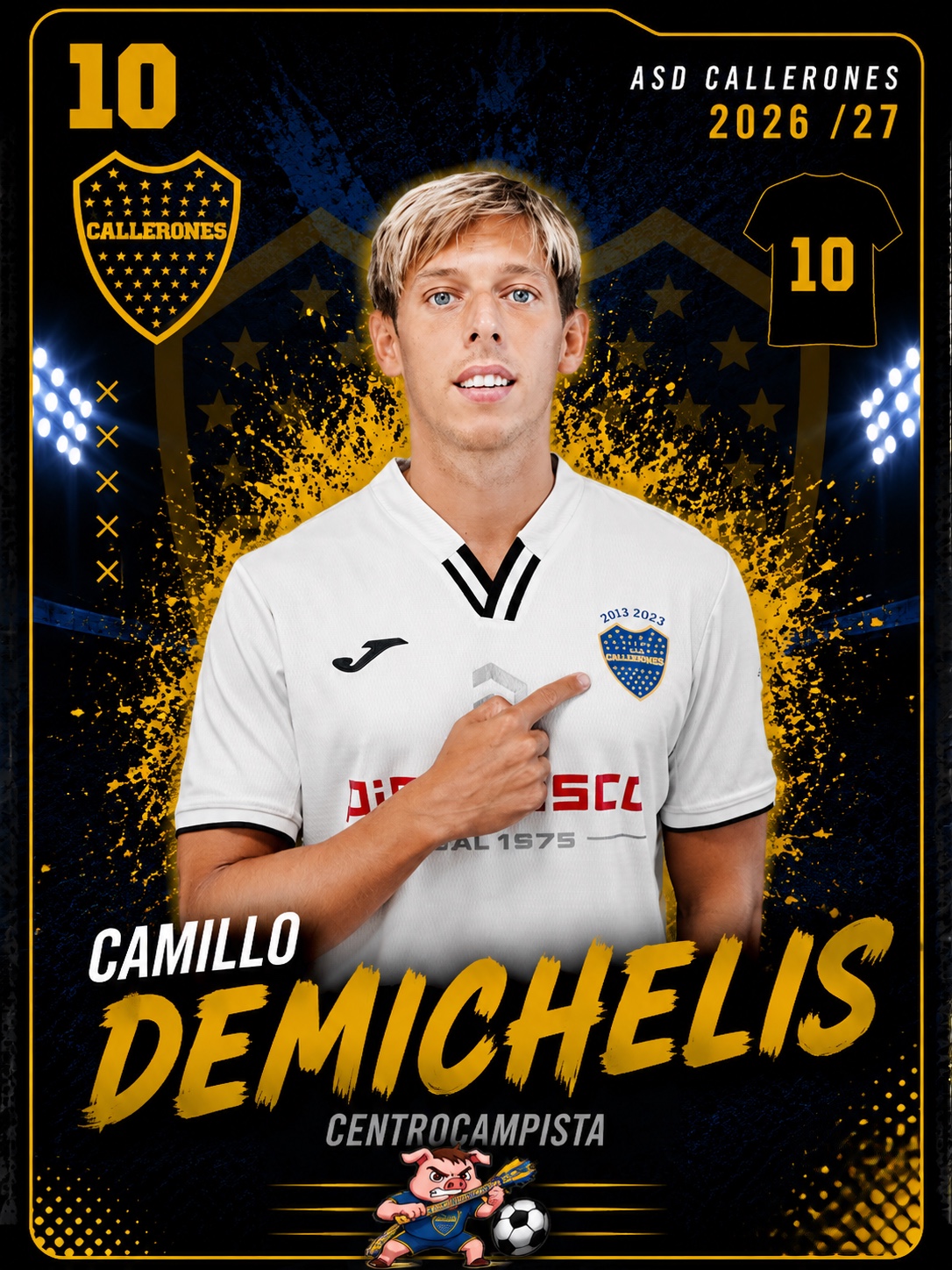Camillo Demichelis, centrocampista dei Callerones, numero 10