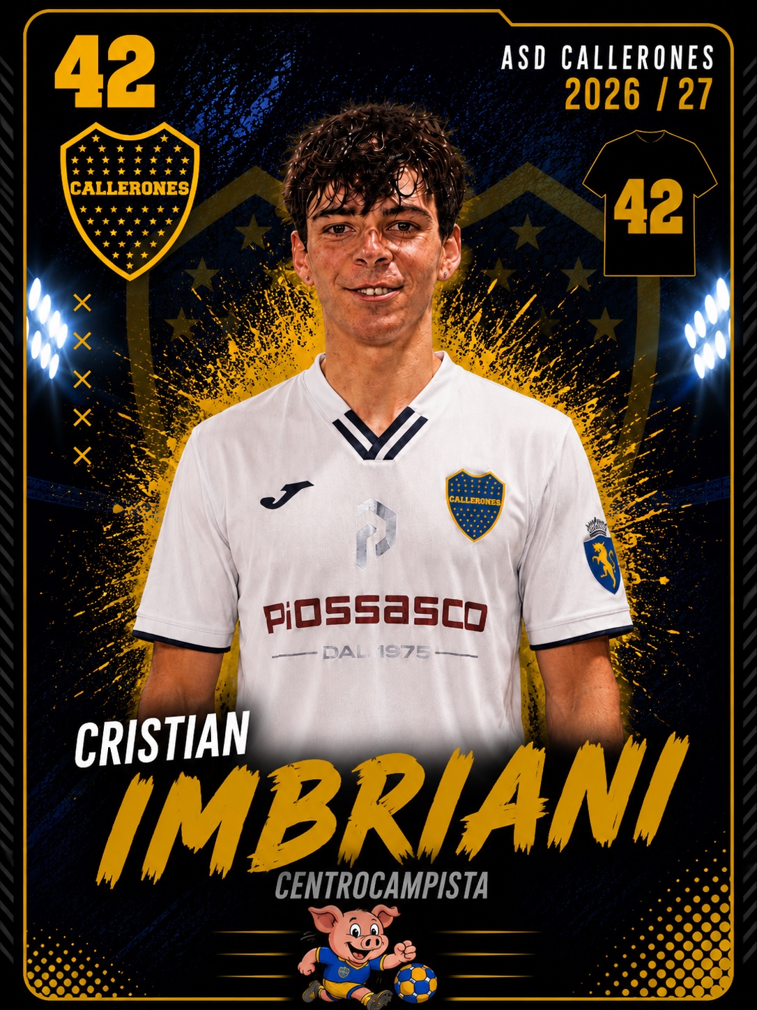 Cristian Imbriani, centrocampista dei Callerones, numero 42