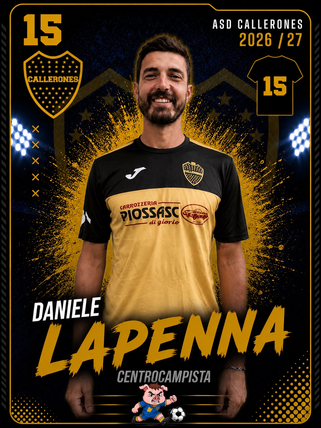 Daniele Lapenna, centrocampista dei Callerones, numero 15