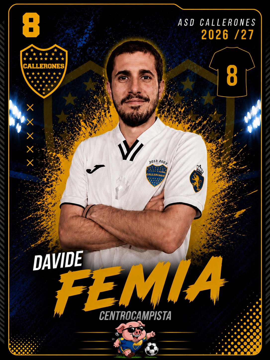 Davide Femia, centrocampista dei Callerones, numero 8