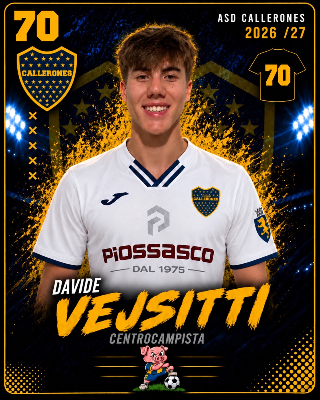 Davide Vejsitti, centrocampista dei Callerones, numero 70