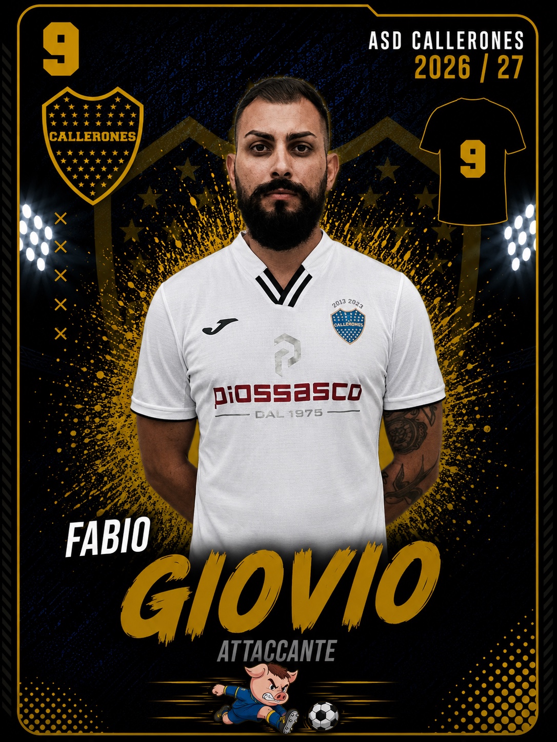 Fabio Giovio, attaccante dei Callerones, numero 9