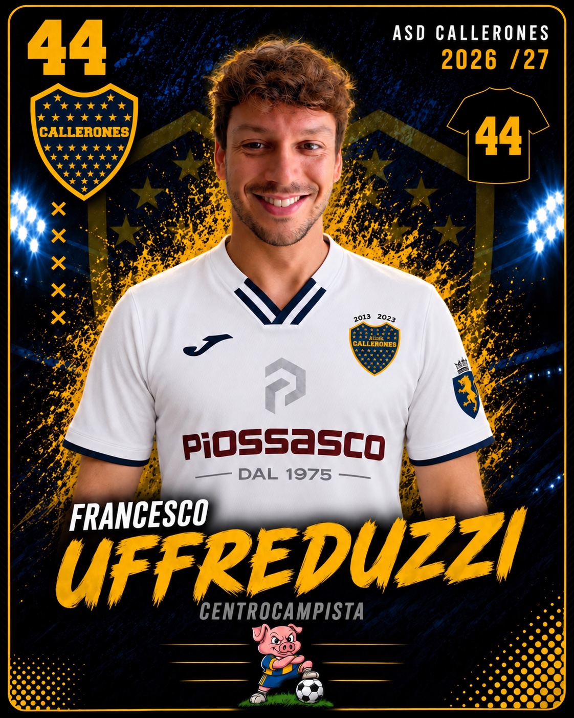 Francesco Uffredduzzi, centrocampista dei Callerones, numero 44