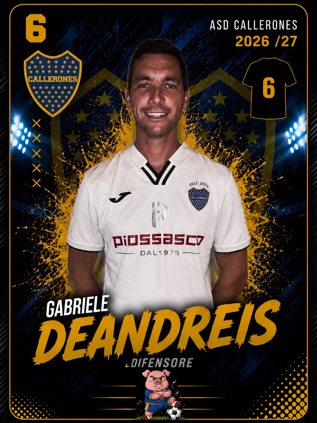 Gabriele Deandreis, difensore dei Callerones, numero 6