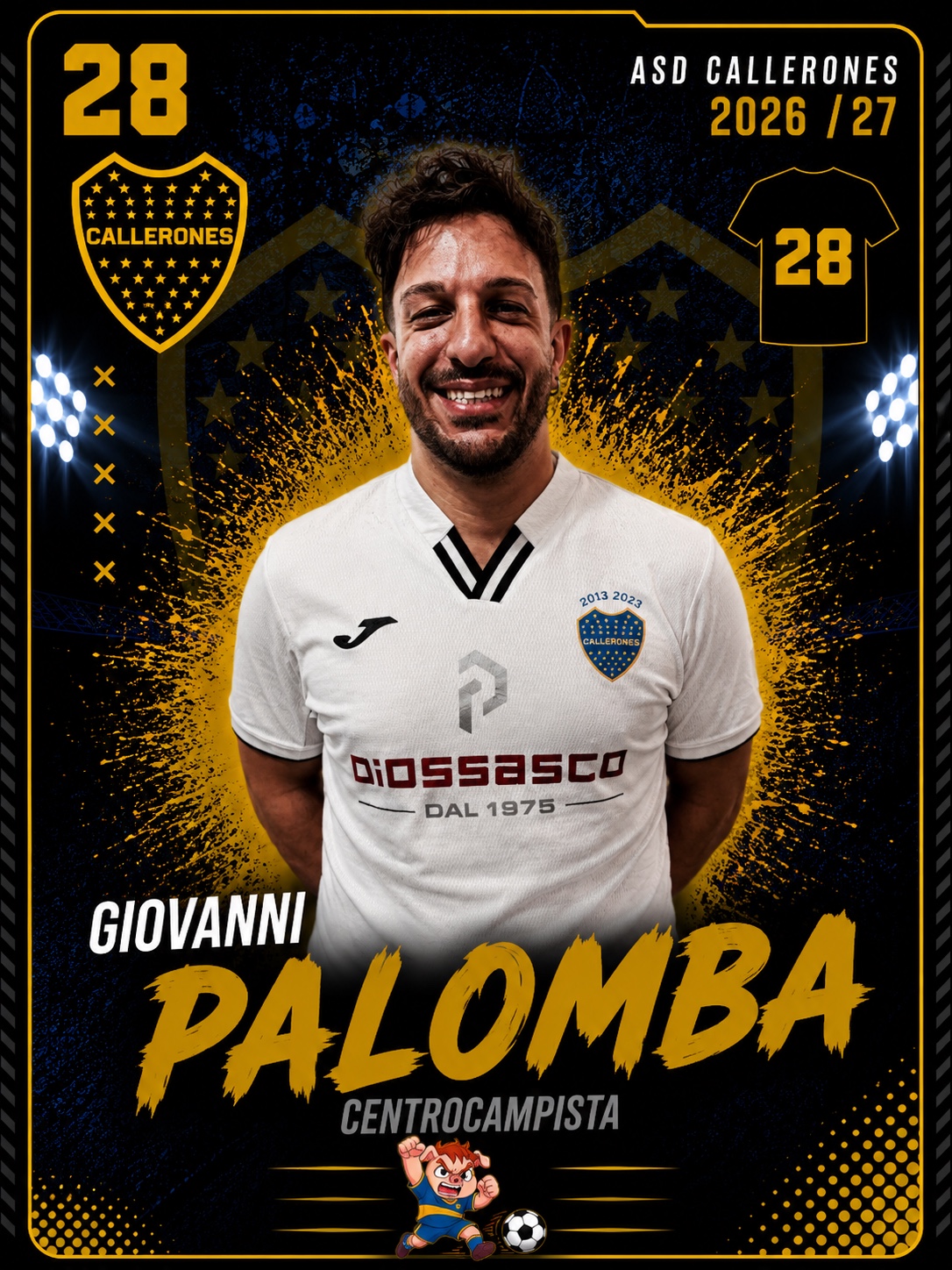 Giovanni Palomba, centrocampista dei Callerones, numero 28