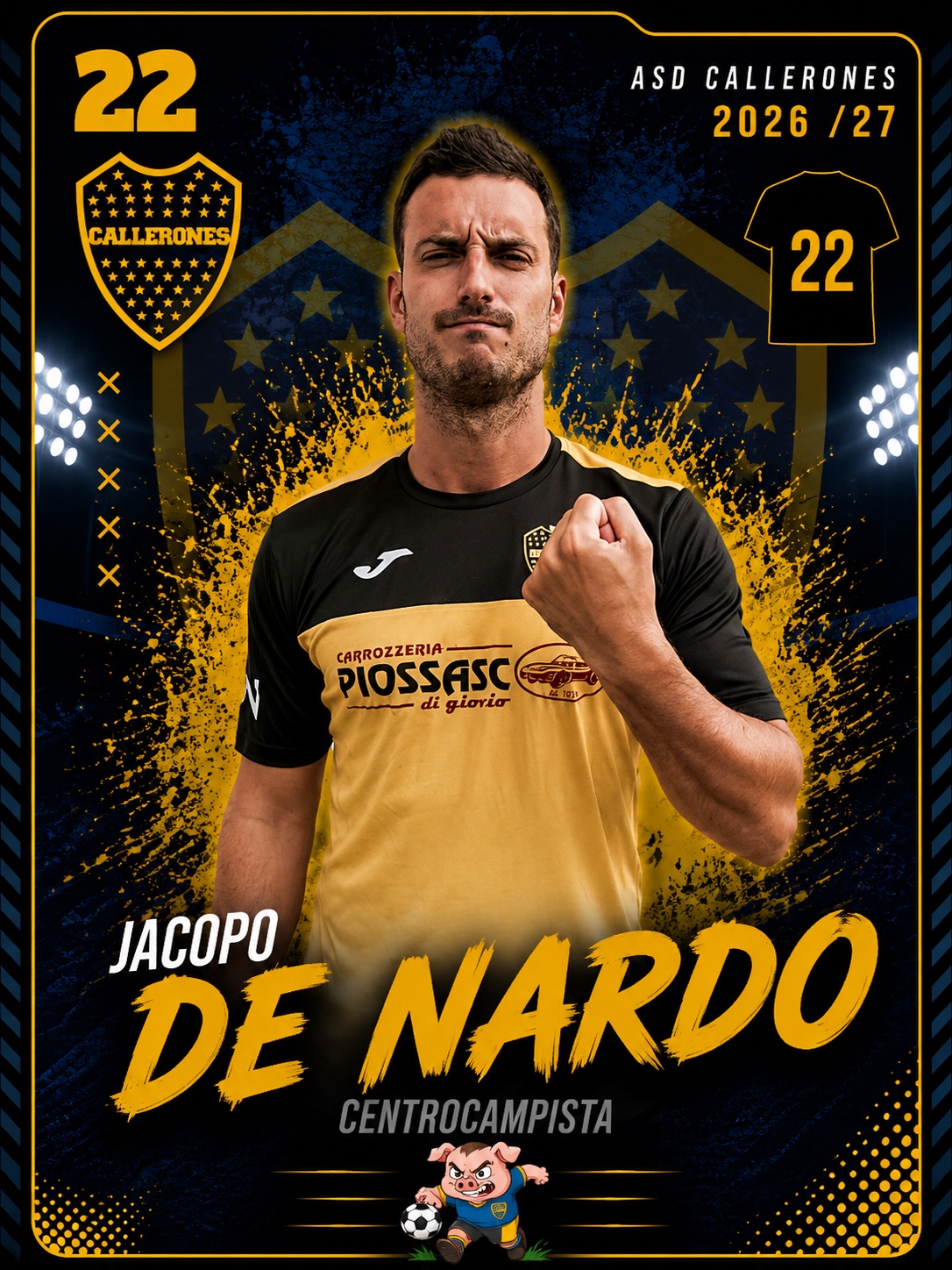 Jacopo De Nardo, centrocampista dei Callerones, numero 22