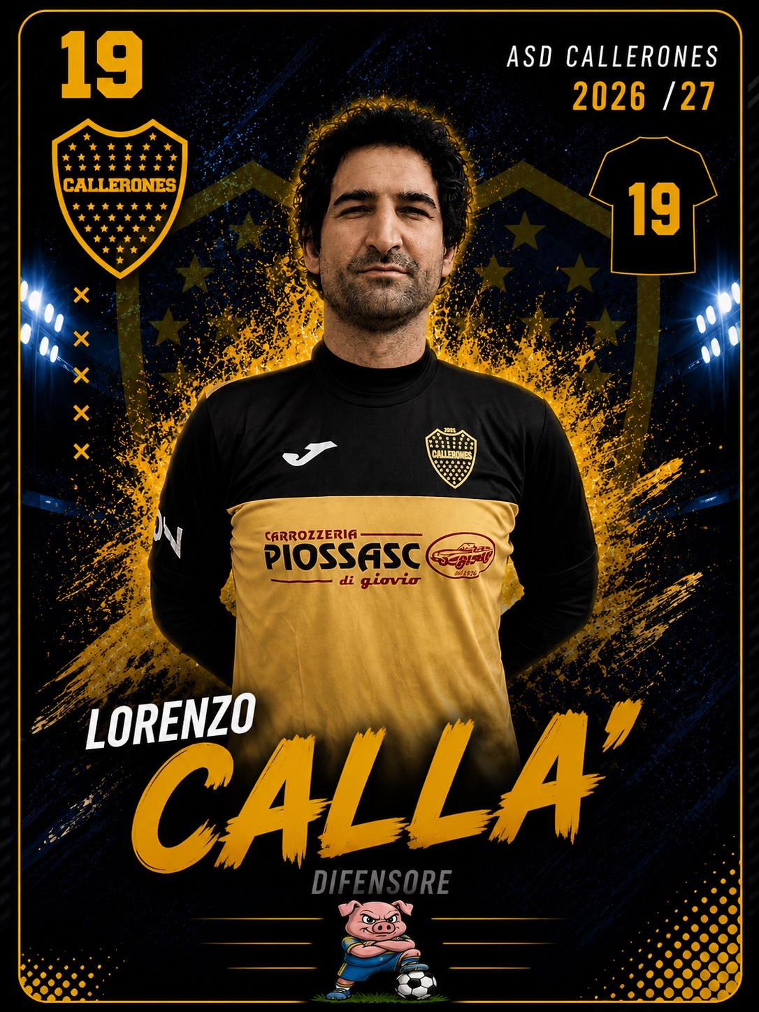 Lorenzo Callà, difensore dei Callerones, numero 19