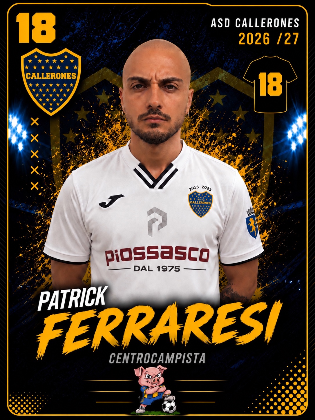 Patrick Ferraresi, centrocampista dei Callerones, numero 18