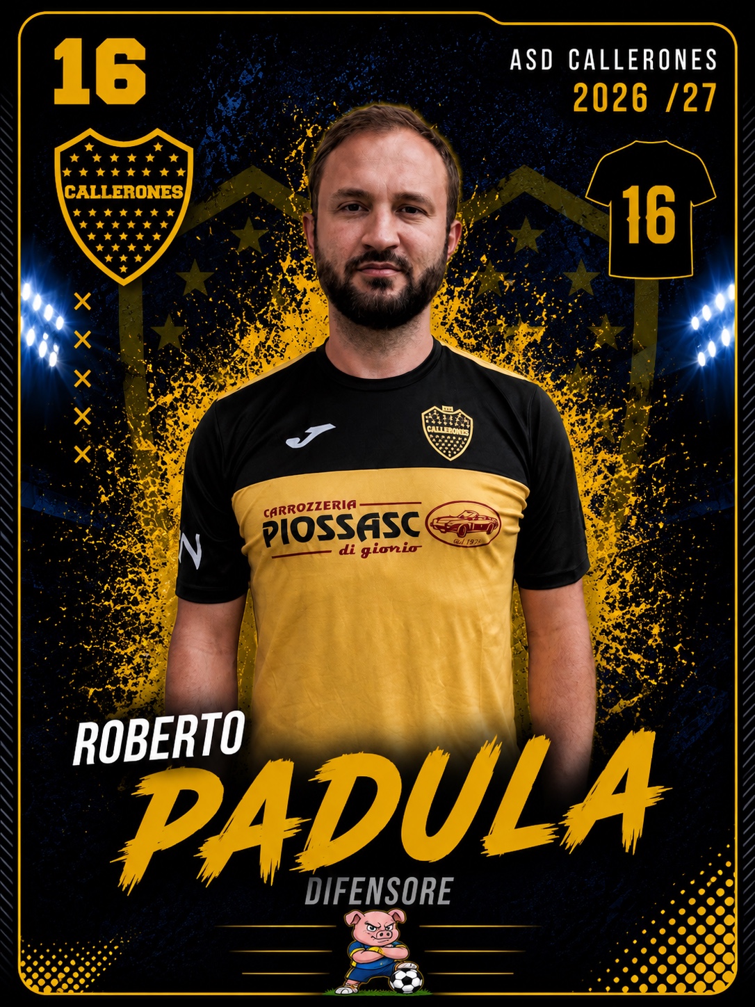 Roberto Padula, difensore dei Callerones, numero 16
