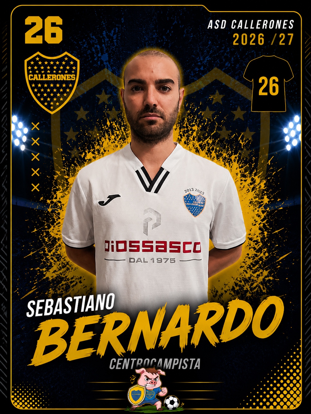 Sebastiano Bernardo, centrocampista dei Callerones, numero 26